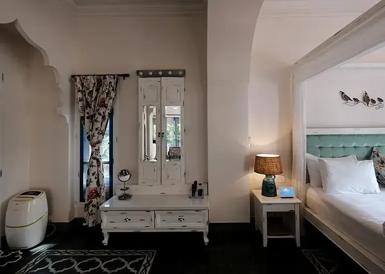 Luxurious bedroom with comfortable furnishings